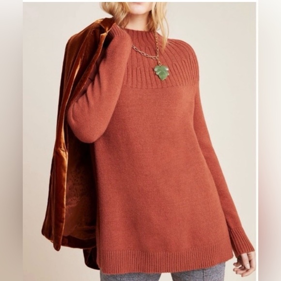 Moon River Size Large Fisherman Grunge Wool Blend Red Crewneck Sweater - Picture 4 of 7